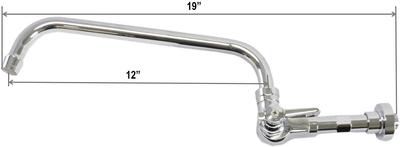 ABC Brass Chrome Commercial Duty Single Lever Wall Mount Chinese Wok Range No Lead Faucet, NSF Approved (12" Swivel Spout)