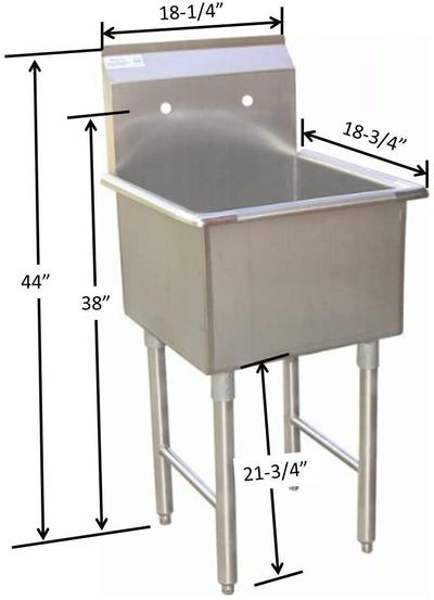 GSW 1 Compartment Stainless Steel Commercial Food Preparation Sink w/ Crossing Bar on Legs ETL Certified (15"x15" Tub + Faucet))