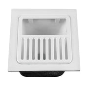 Leyso FS-T1/2 Cast Iron Porcelain Floor Sink Top Grate with Ceramic Surface, 9-⅜” x 9-⅜” x 1-¼” - Perfect for Restaurant, Bar, Buffet (1/2 Size)