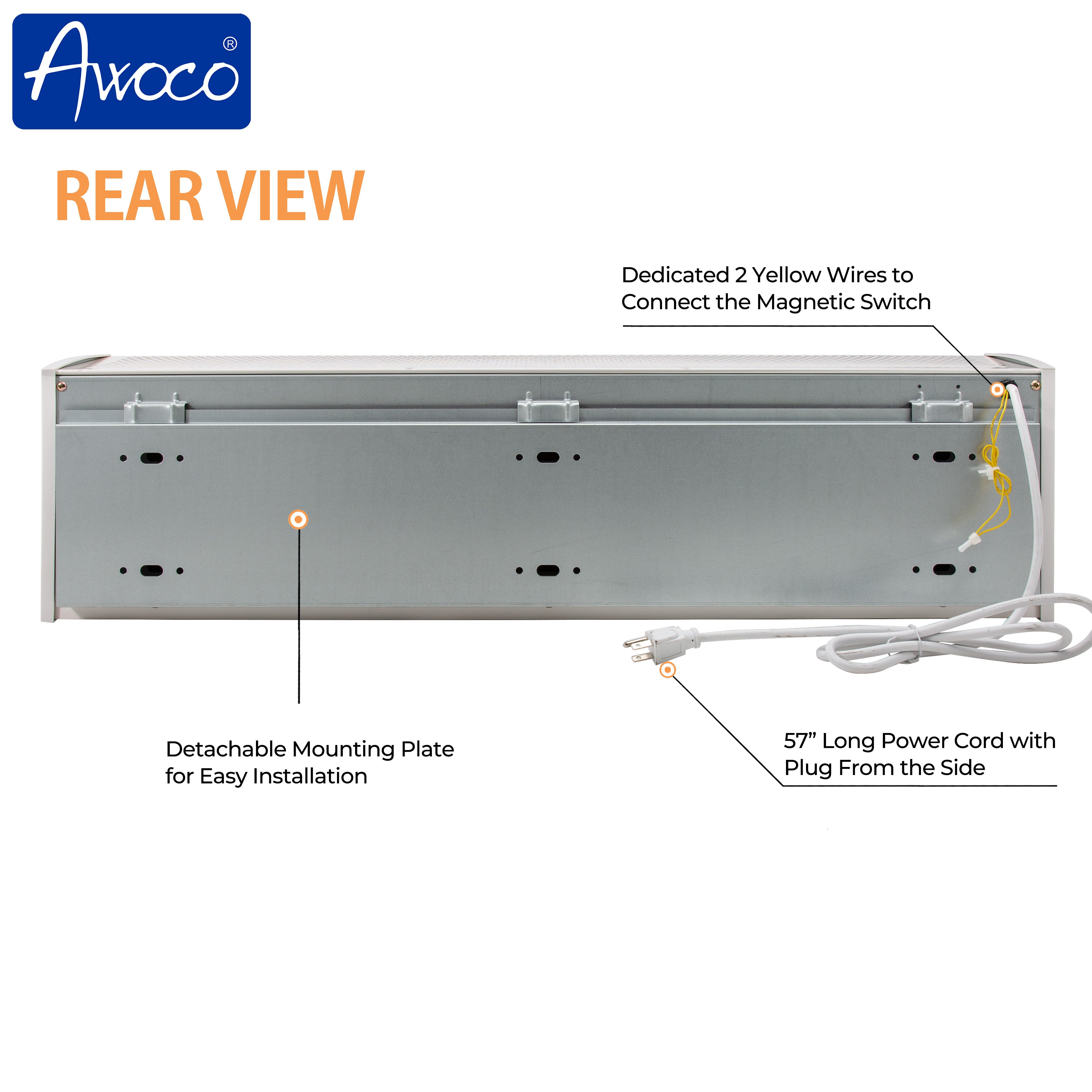 Awoco 60" Elegant 1 Speed 1500 CFM Indoor Air Curtain, 120V Unheated, ETL & UL Certified to Meet NSF 37 Food Service Standard