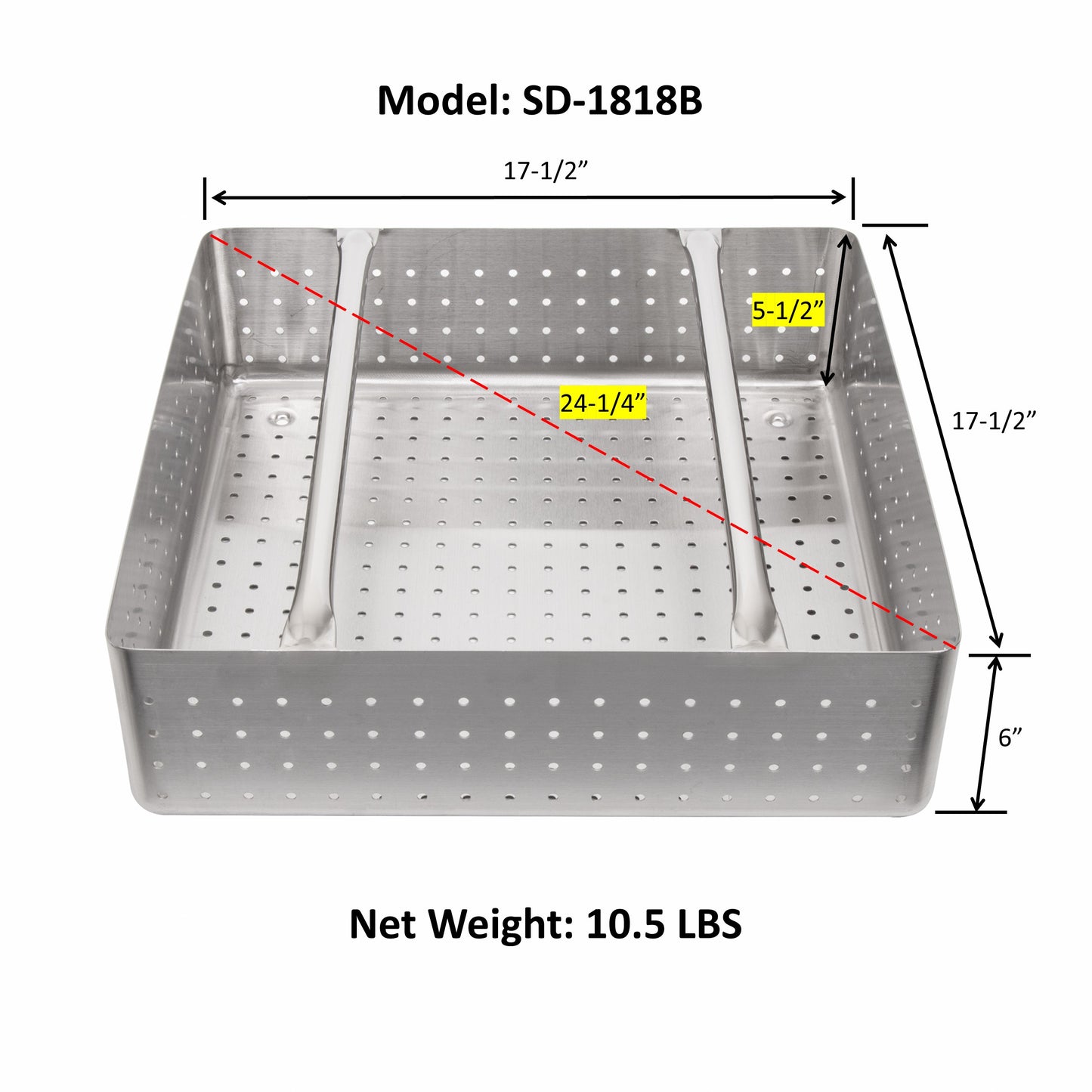 Leyso Stainless Steel Scrap Basket Includes Rack Slide Rails, 17-1/2"W x 17-1/2"L, ETL Certified (18" x 18", Scrap Basket)
