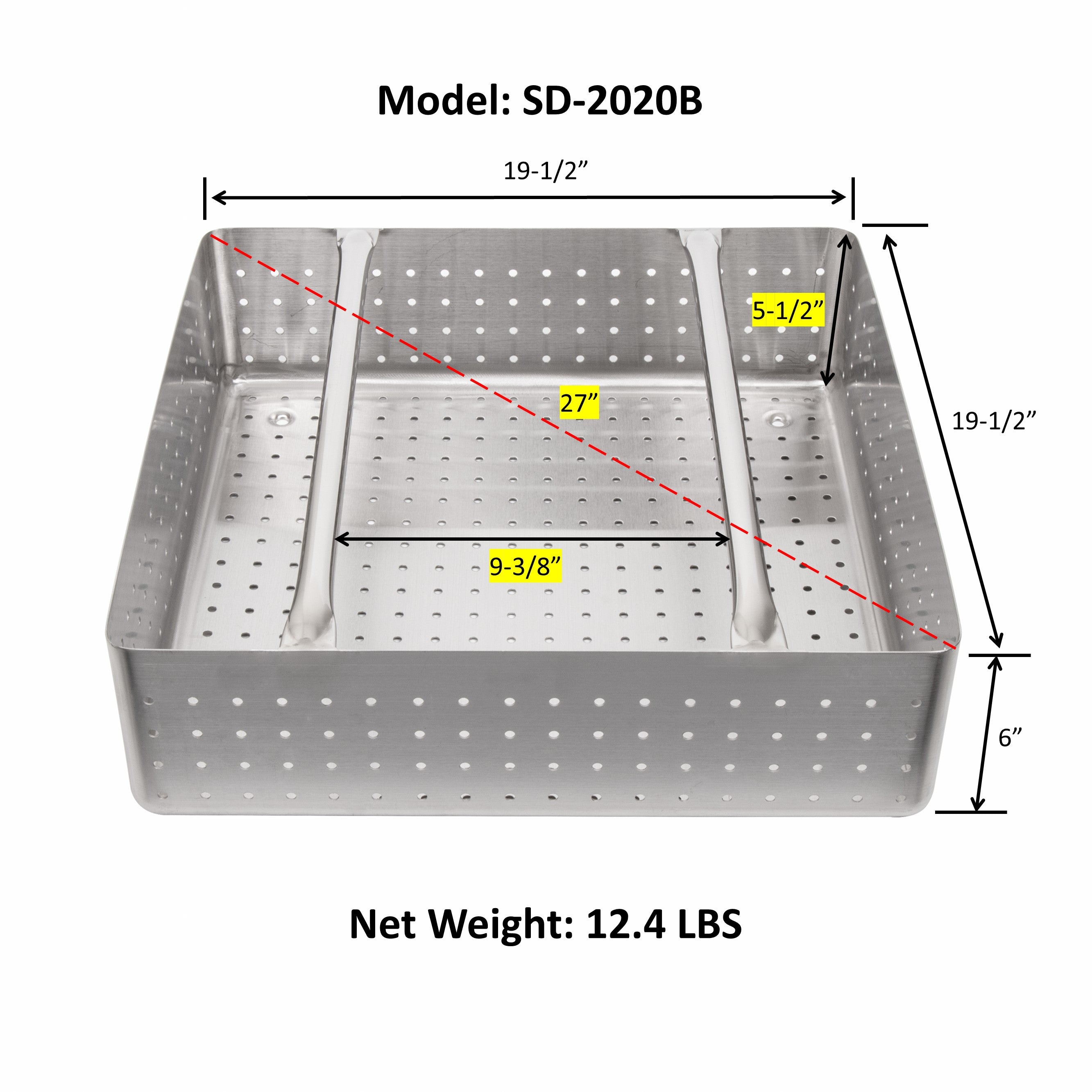 Leyso Stainless Steel Scrap Basket Includes Rack Slide Rails, 19-1/2