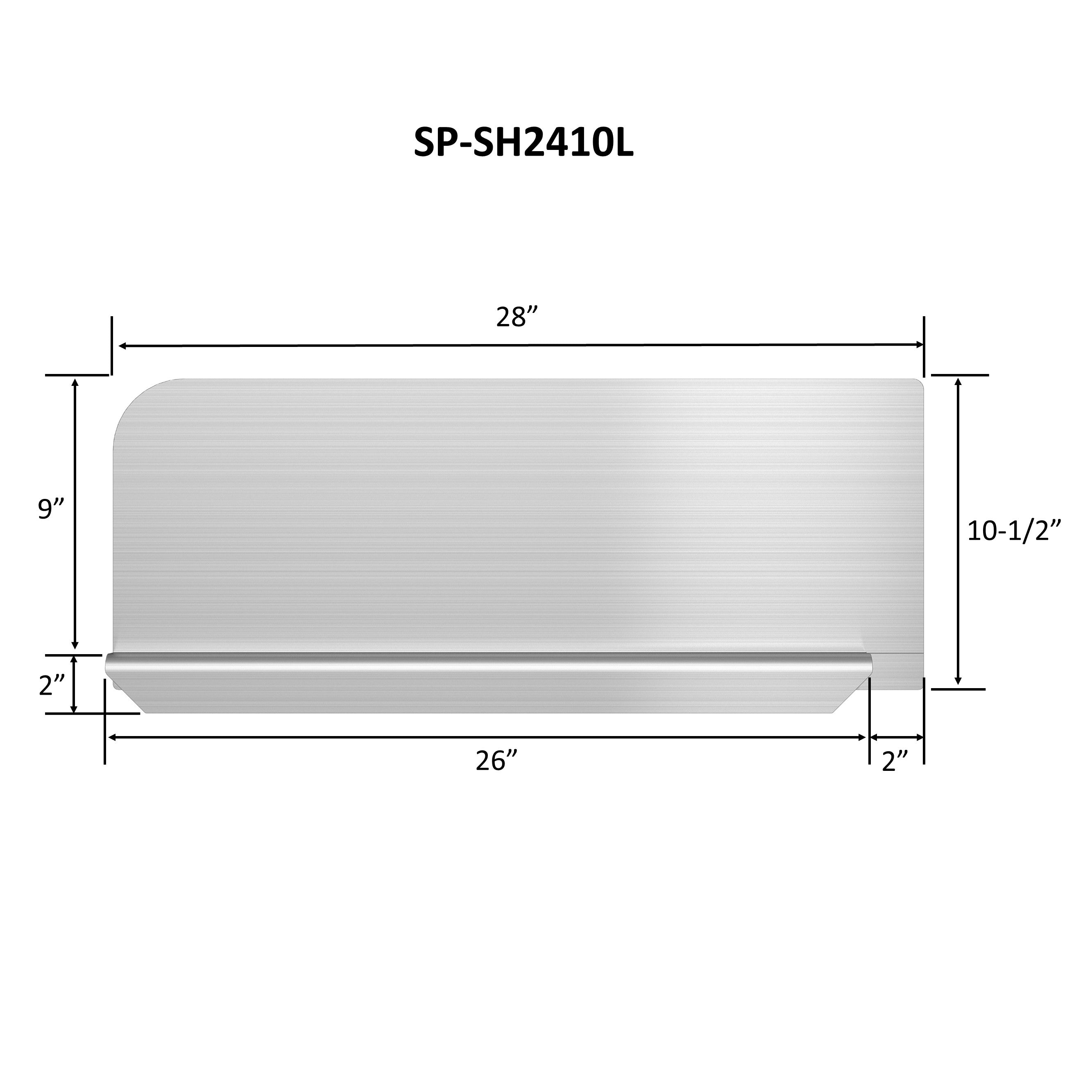 Leyso SP-SH2410L Stainless Steel Insert Type Splash Guard for Compartment Sinks (28" L x 11" H Left)