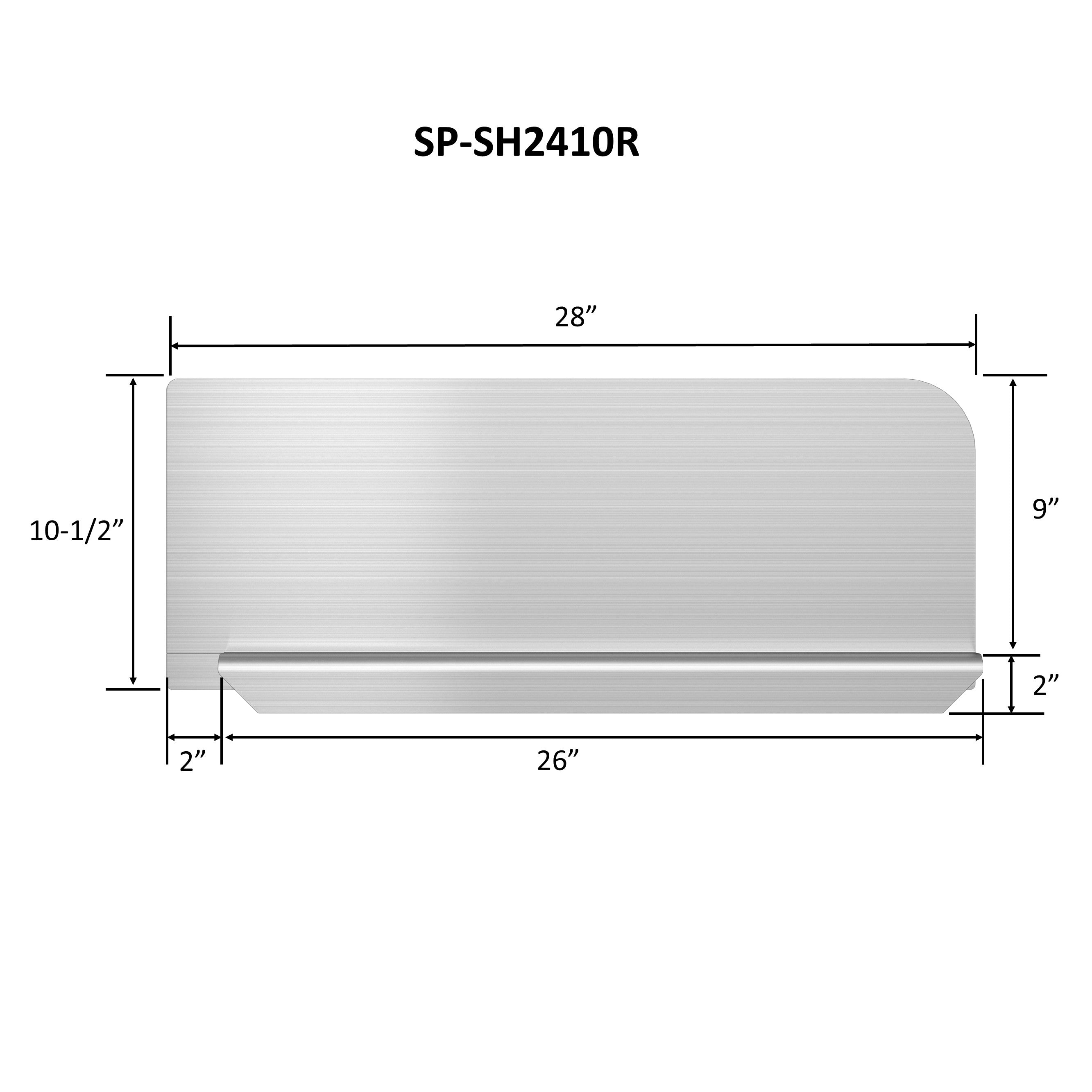 Leyso SP-SH2410R Stainless Steel Insert Type Splash Guard for Compartment Sinks (28" L x 11" H Right)